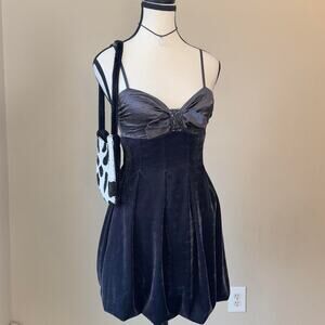 The Collection by SaraSara Beaded Navy Velvet Bubble Mini Dress | Junior's 8